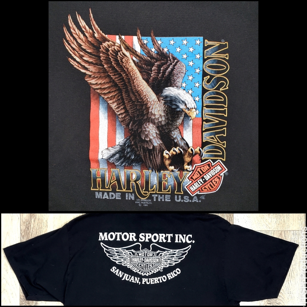 21) Harley Davidson Single Stitch Puerto Rico Vintage 1991 Sz. XXL